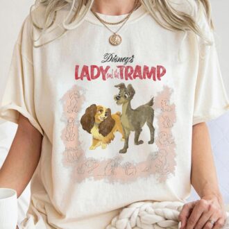 Disney Lady and the Tramp Vintage Portrait Shirt, Matching Couple & Family Tee for Disneyland Vacation