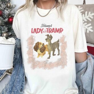 Disney Lady and the Tramp Vintage Portrait Shirt, Matching Couple & Family Tee for Disneyland Vacation