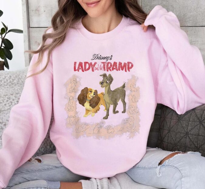 Disney Lady and the Tramp Vintage Portrait Shirt, Matching Couple & Family Tee for Disneyland Vacation