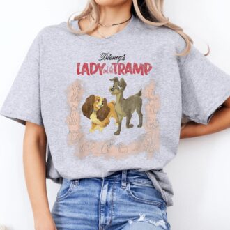 Disney Lady and the Tramp Vintage Portrait Shirt, Matching Couple & Family Tee for Disneyland Vacation