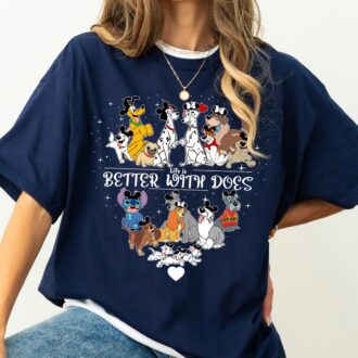 Disney Life is Better with Dogs Shirt – Pluto, Dalmatians & Lady and The Tramp Family Matching Tee