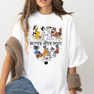 Disney Life is Better with Dogs Shirt – Pluto, Dalmatians & Lady and The Tramp Family Matching Tee