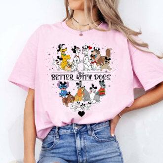 Disney Life is Better with Dogs Shirt – Pluto, Dalmatians & Lady and The Tramp Family Matching Tee