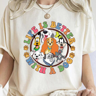 Disneyland Family Matching Dog T-Shirt – Life is Better with Lady and the Tramp, Pluto, Goofy & Dalmatian