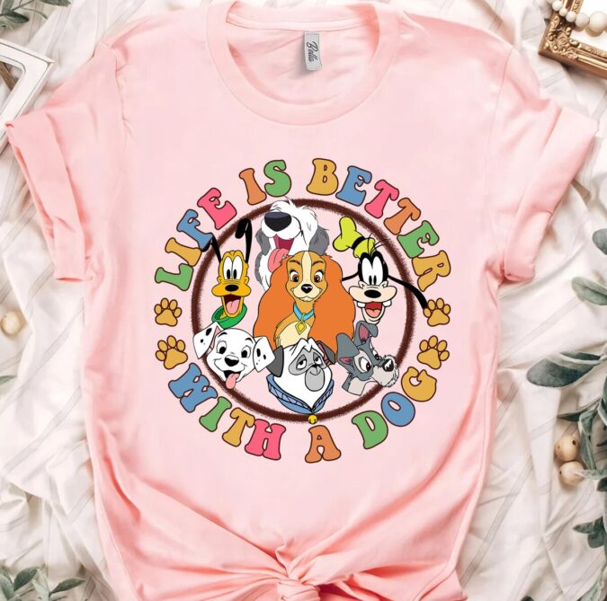 Disneyland Family Matching Dog T-Shirt – Life is Better with Lady and the Tramp, Pluto, Goofy & Dalmatian