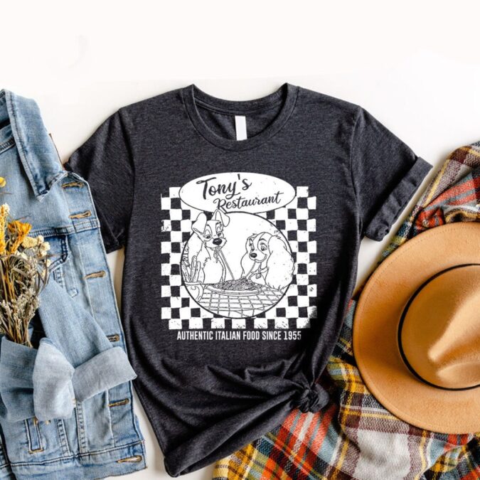 Funny Disney Lady and the Tramp T-shirt, Tony's Restaurant WDW Magic Kingdom Family Vacation Shirt