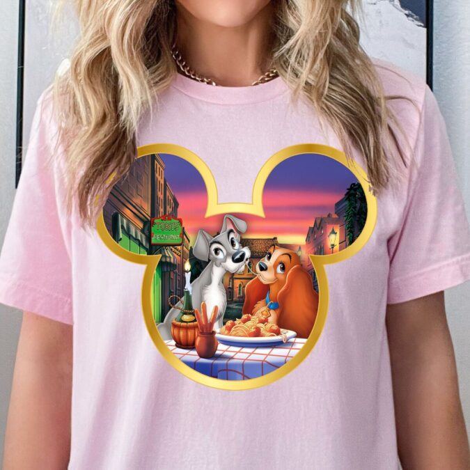 Lady and the Tramp Disney Shirt – Mickey Head Couple Gift, Dog Lover Shirt