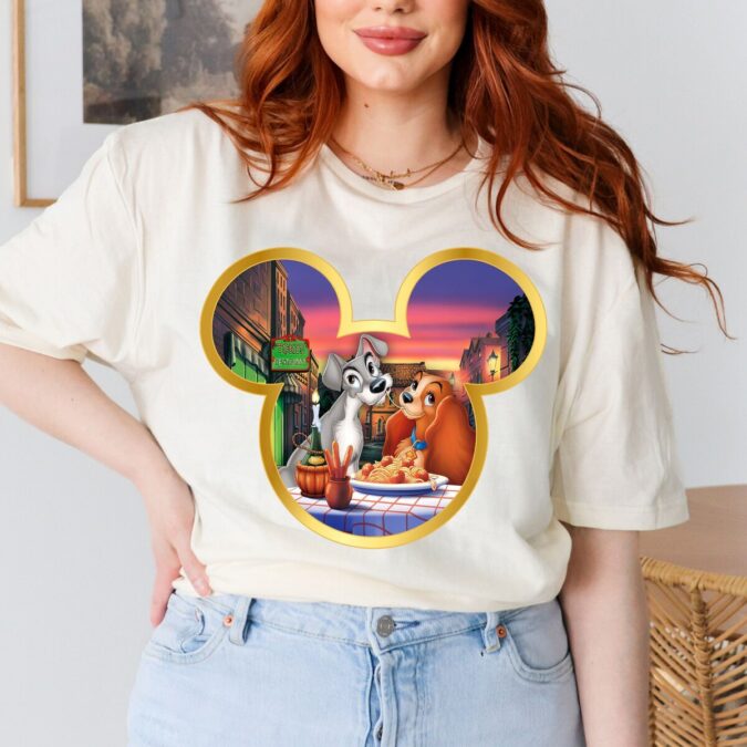 Lady and the Tramp Disney Shirt – Mickey Head Couple Gift, Dog Lover Shirt