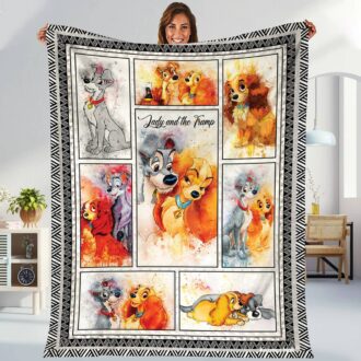 Lady and the Tramp Fleece Throw Blanket - Cozy Dog Blanket for Bed, Couch & Sofa