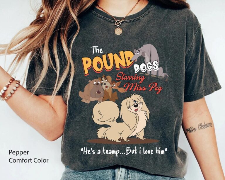 Lady and the Tramp Miss Peg & Pound Dogs T-Shirt, Vintage Magic Kingdom Family Trip Shirt 2025