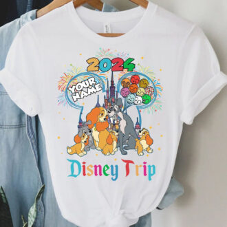 Personalized Disney Trip Shirt 2025, Lady and the Tramp Disneyworld Matching Tees with Custom Name & Year