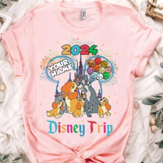 Personalized Disney Trip Shirt 2025, Lady and the Tramp Disneyworld Matching Tees with Custom Name & Year