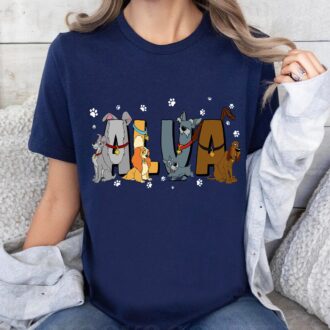 Personalized Lady and The Tramp Kids Shirt, Custom Name Disney Family Matching Tee for Boys & Girls