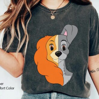 Vintage Lady and The Tramp Dog Couple T-Shirt, Funny Disney Matching Shirts for Family, Dog Lovers Gift