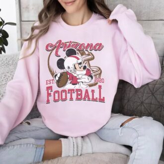 Mickey Mouse Arizona Cardinals Sweatshirt, Disney Football Apparel - Light Pink