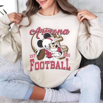Mickey Mouse Arizona Cardinals Sweatshirt, Disney Football Apparel - sand