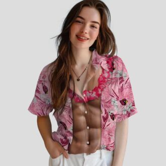 Arizona Cardinals Chest Illusion Funny Red Hawaiian Shirt, Men's Summer Shirts