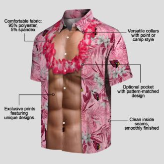 Arizona Cardinals Chest Illusion Funny Red Hawaiian Shirt, Men's Summer Shirts
