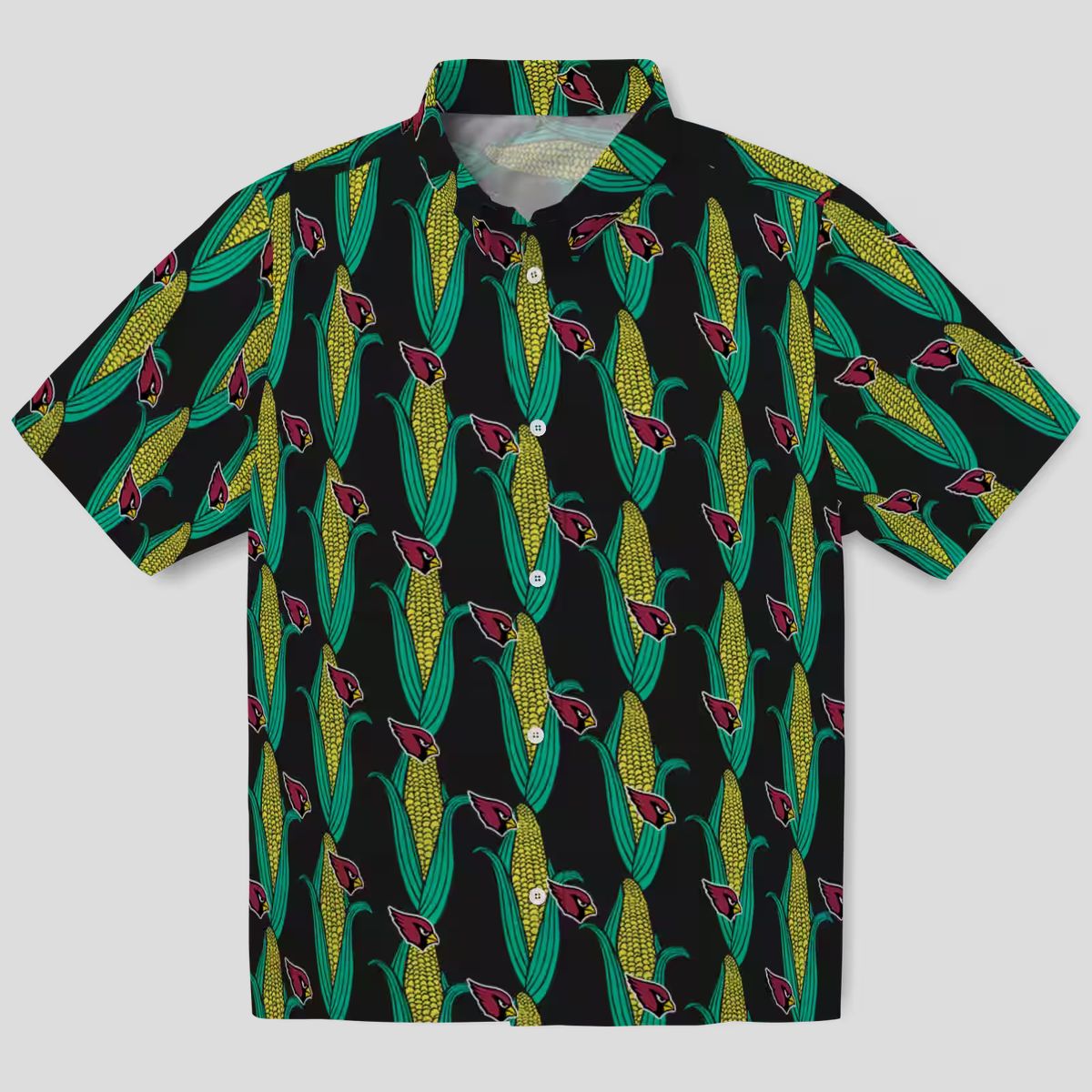 Arizona Cardinals Corn Motifs Relaxed Fit Black Green Hawaiian Shirt