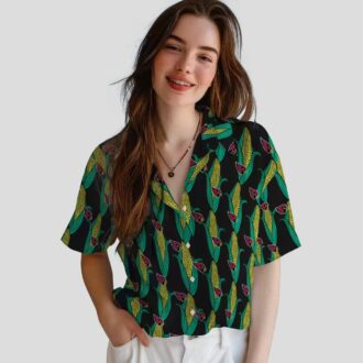 Arizona Cardinals Corn Motifs Relaxed Fit Black Green Hawaiian Shirt