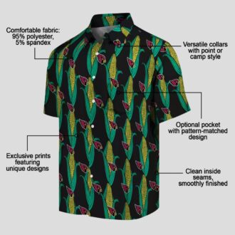 Arizona Cardinals Corn Motifs Relaxed Fit Black Green Hawaiian Shirt