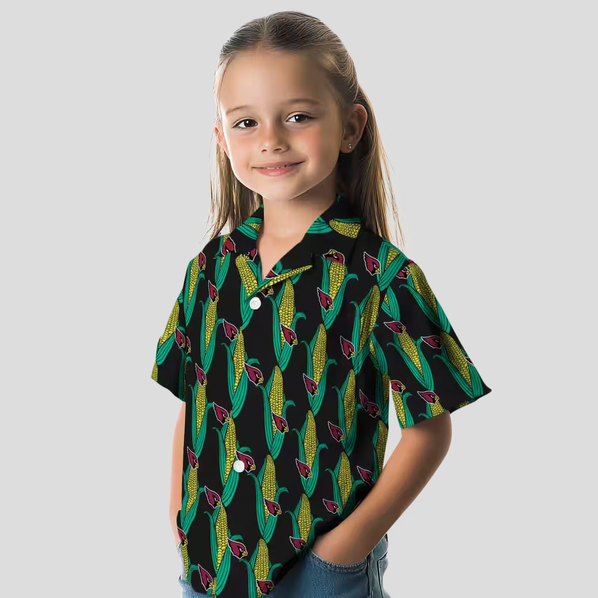 Arizona Cardinals Corn Motifs Relaxed Fit Black Green Hawaiian Shirt