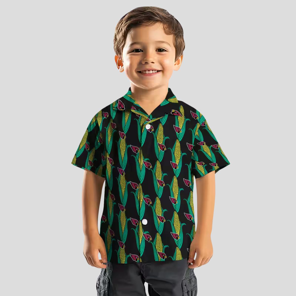 Arizona Cardinals Corn Motifs Relaxed Fit Black Green Hawaiian Shirt