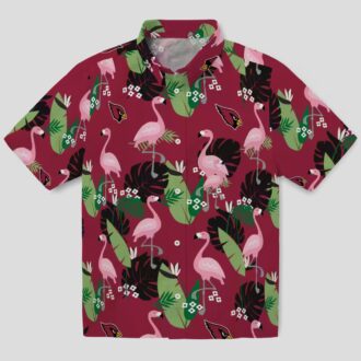 Arizona Cardinals Red Hawaiian Shirt with Flamingo and Leaf Motif Pattern