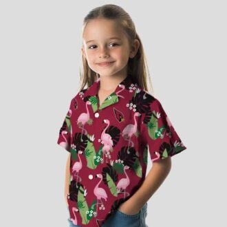 Arizona Cardinals Red Hawaiian Shirt with Flamingo and Leaf Motif Pattern