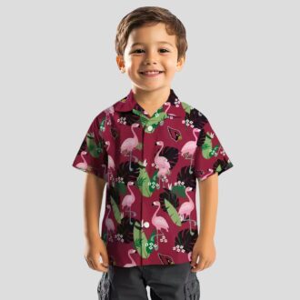 Arizona Cardinals Red Hawaiian Shirt with Flamingo and Leaf Motif Pattern