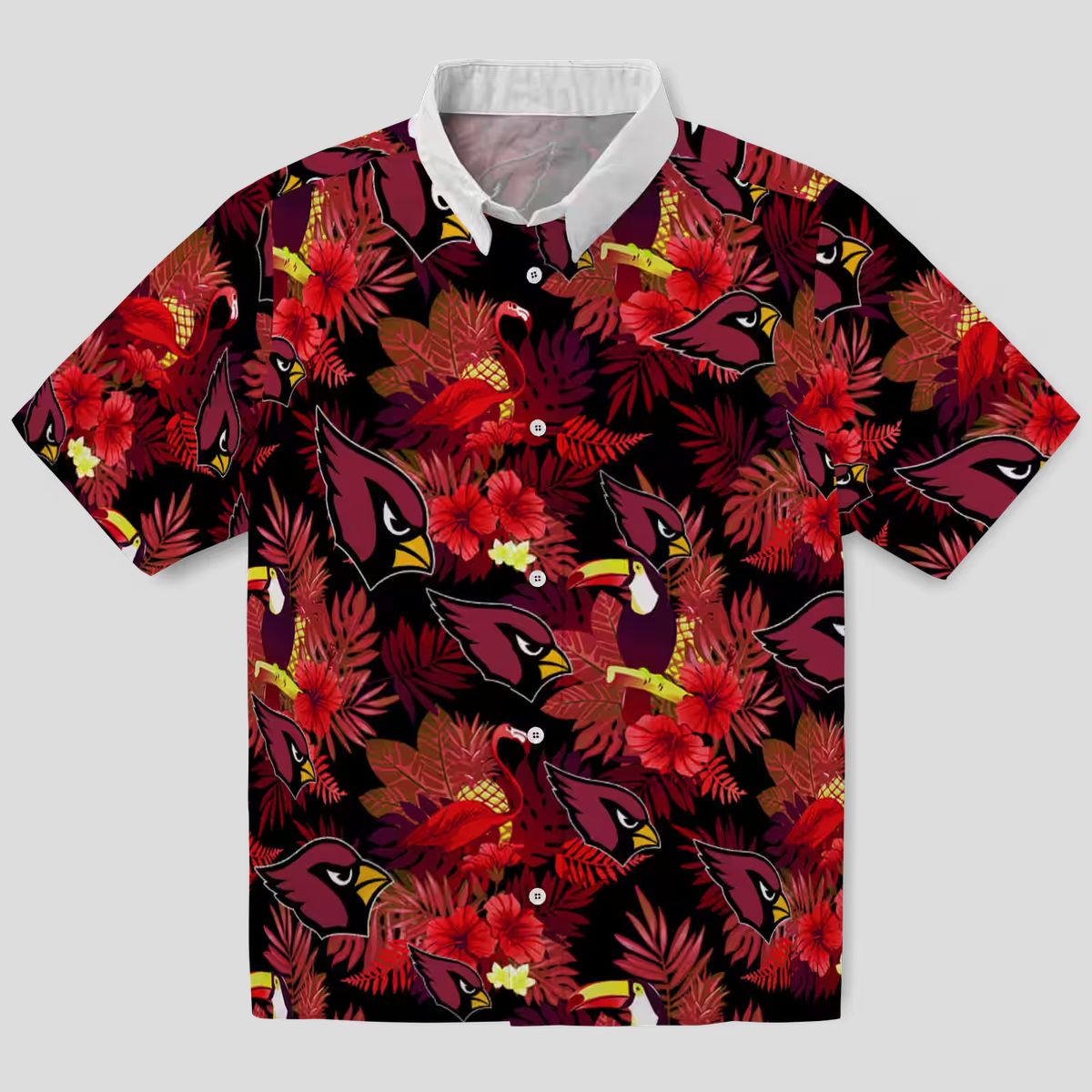 Arizona Cardinals Red Hawaiian Shirt with Floral Toucan Design