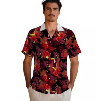 Arizona Cardinals Red Hawaiian Shirt with Floral Toucan Design