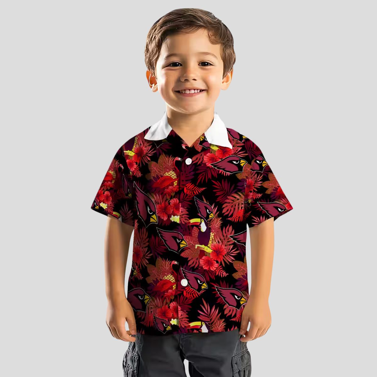 Arizona Cardinals Red Hawaiian Shirt with Floral Toucan Design