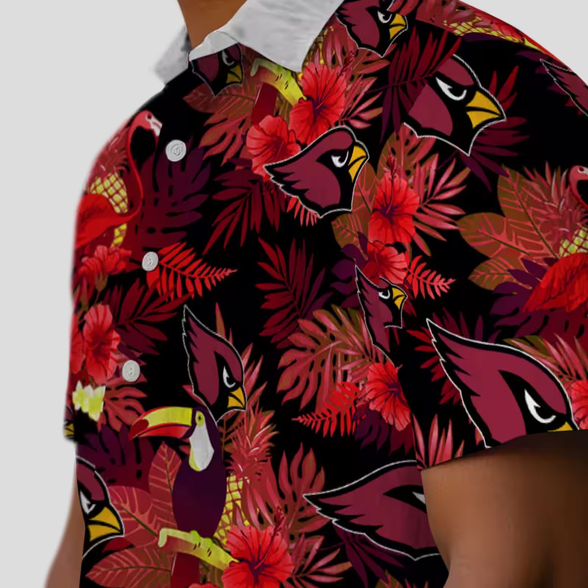 Arizona Cardinals Red Hawaiian Shirt with Floral Toucan Design