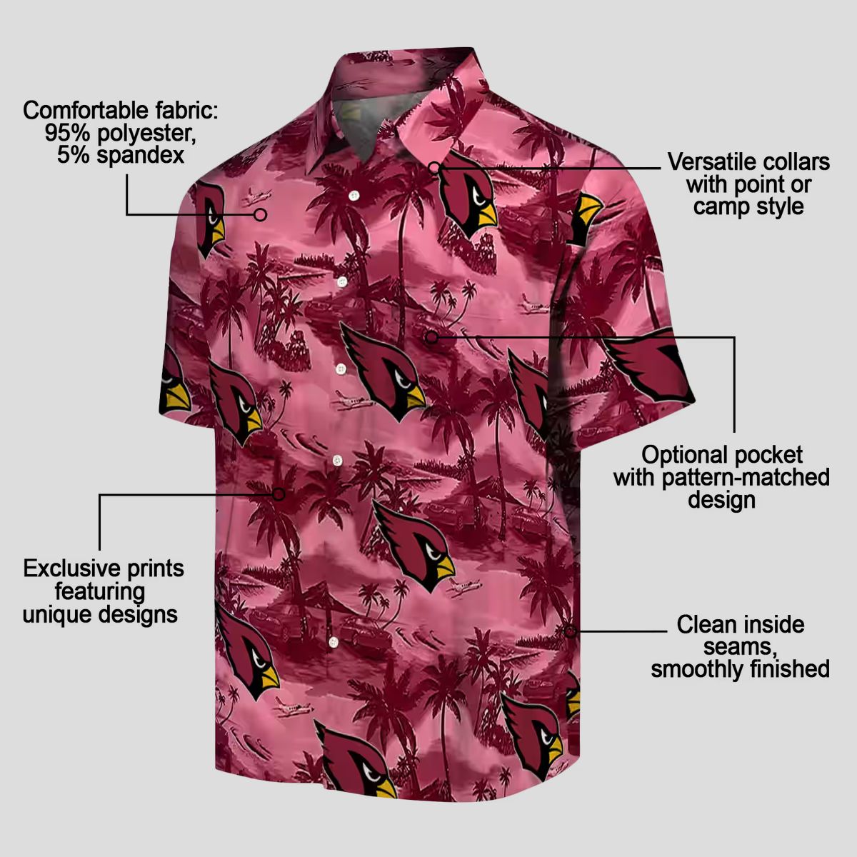 Men's Arizona Cardinals Red Hawaiian Shirt - Coastal Palms