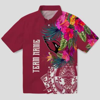 Red Floral Polynesian Arizona Cardinals Hawaiian Shirt, NFL Hawaiian Shirts