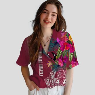 Red Floral Polynesian Arizona Cardinals Hawaiian Shirt, NFL Hawaiian Shirts