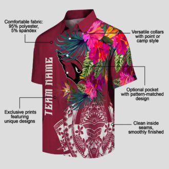 Red Floral Polynesian Arizona Cardinals Hawaiian Shirt, NFL Hawaiian Shirts