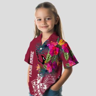 Red Floral Polynesian Arizona Cardinals Hawaiian Shirt, NFL Hawaiian Shirts