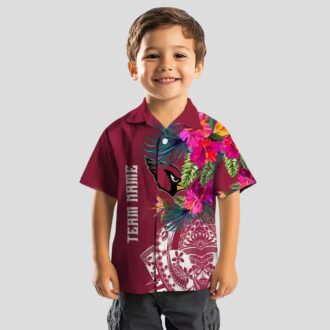 Red Floral Polynesian Arizona Cardinals Hawaiian Shirt, NFL Hawaiian Shirts