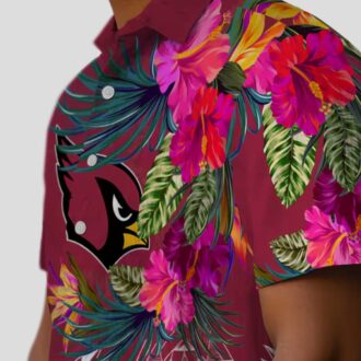 Red Floral Polynesian Arizona Cardinals Hawaiian Shirt, NFL Hawaiian Shirts
