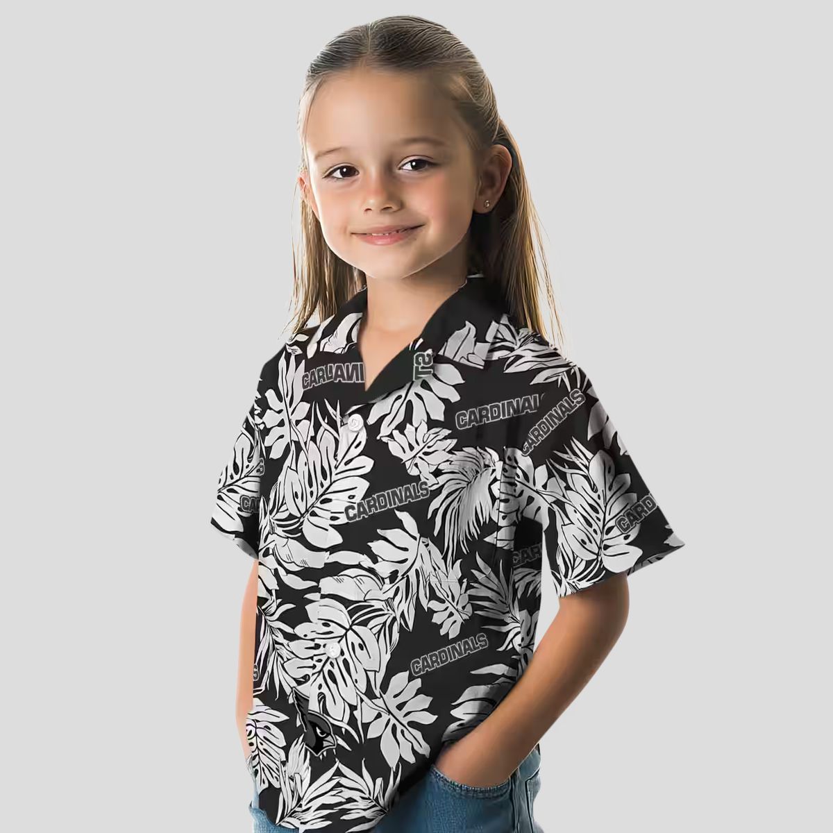 Arizona Cardinals Black Hawaiian Shirt for Summer - Monstera Leaf Pattern