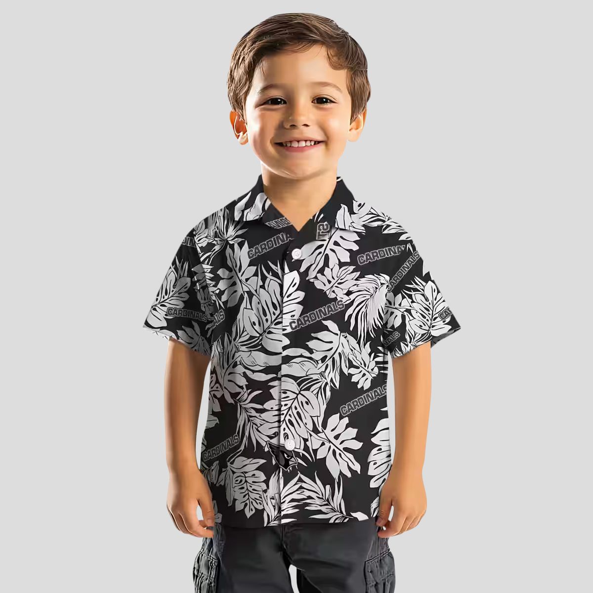 Arizona Cardinals Black Hawaiian Shirt for Summer - Monstera Leaf Pattern