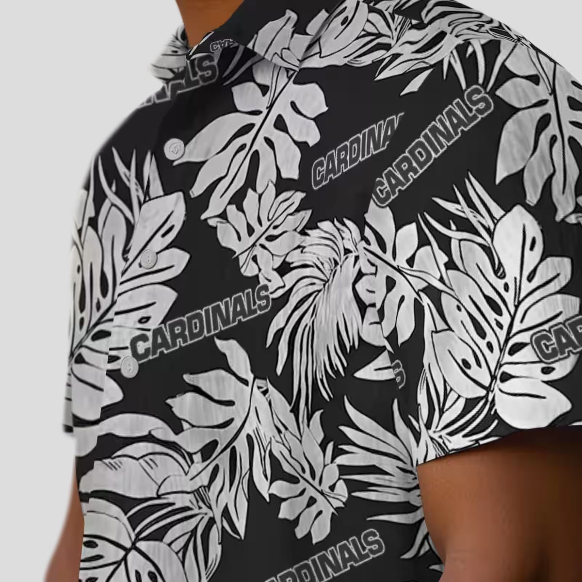 Arizona Cardinals Black Hawaiian Shirt for Summer - Monstera Leaf Pattern