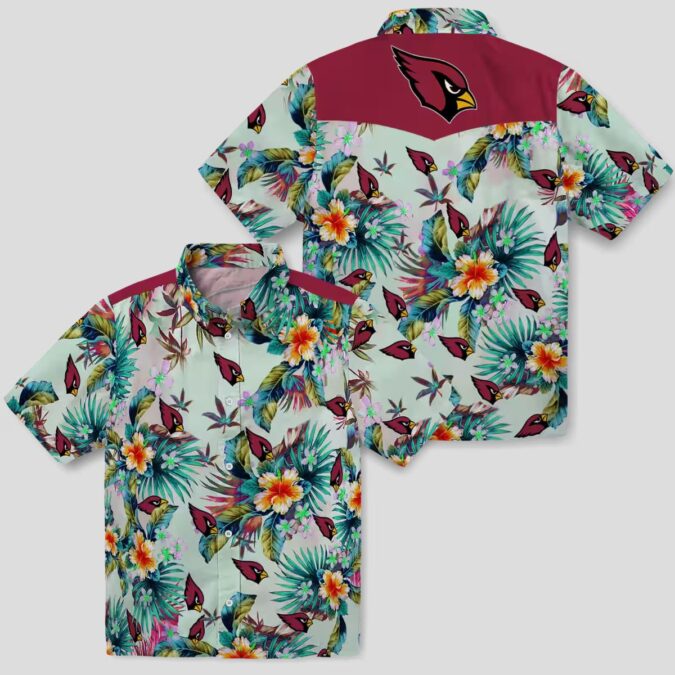 Arizona Cardinals Green Tropical Foliage Hawaiian Shirt with Team Logo