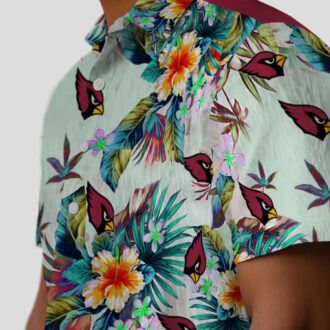 Arizona Cardinals Green Tropical Foliage Hawaiian Shirt with Team Logo