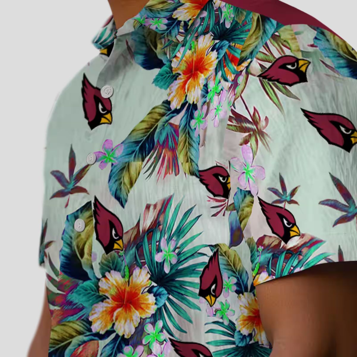 Arizona Cardinals Green Tropical Foliage Hawaiian Shirt with Team Logo