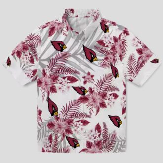 Arizona Cardinals Hibiscus Palm Leaves Hawaiian Shirt Red White