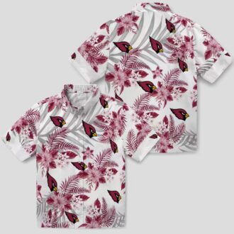 Arizona Cardinals Hibiscus Palm Leaves Hawaiian Shirt Red White