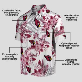 Arizona Cardinals Hibiscus Palm Leaves Hawaiian Shirt Red White